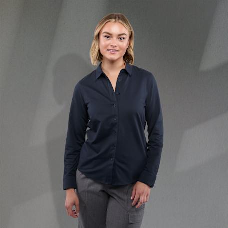 TATRA Eco Long Sleeve Knit Button Up Shirt-Women's - Image 14