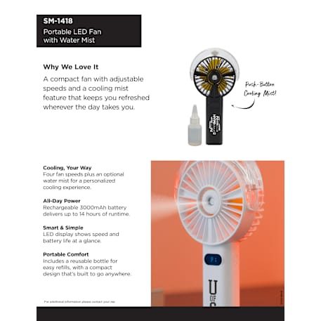 Rechargeable Portable LED Fan with Water Mist - Image 3